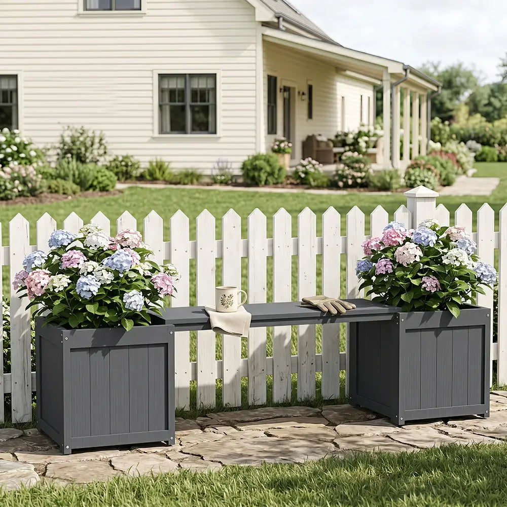 HDPE Planter Bench with Flower Boxes