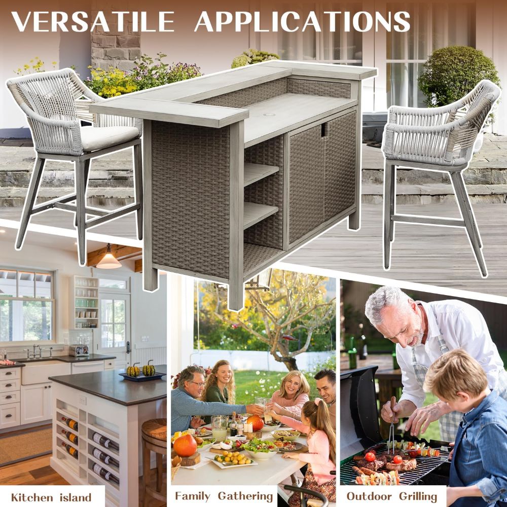 Aluminum Outdoor Bar Table#style_Bar Table + Two Stools