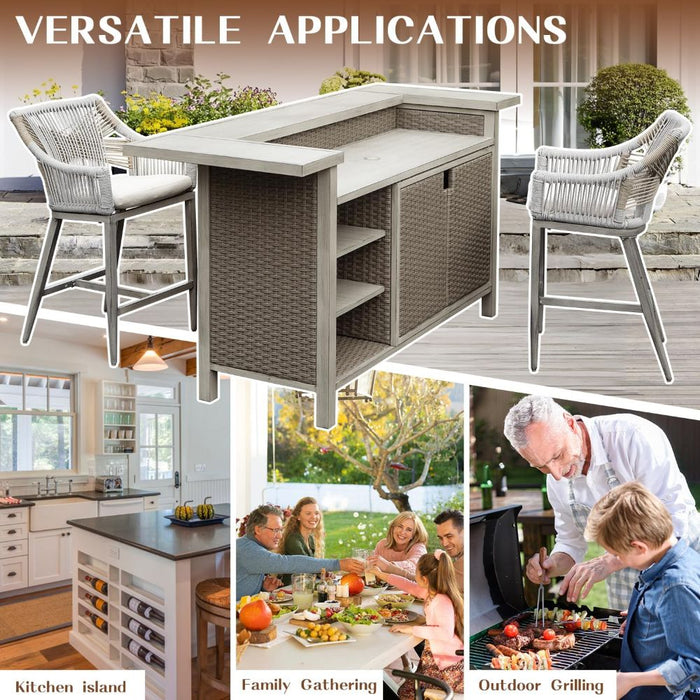 Domi Modern Aluminum & Wicker Outdoor Bar Table - Gray