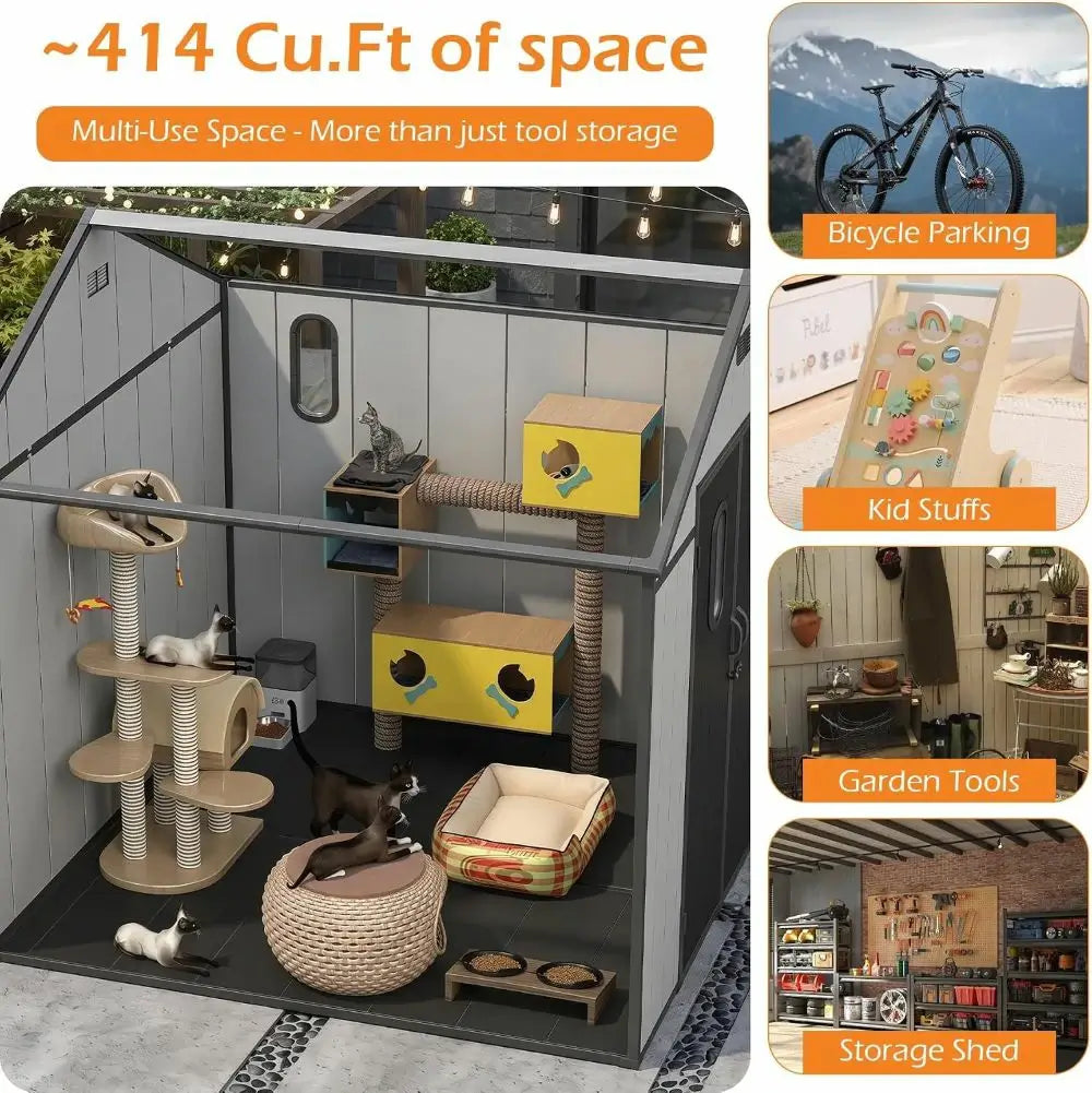 Outdoor Resin Storage Shed with Floor