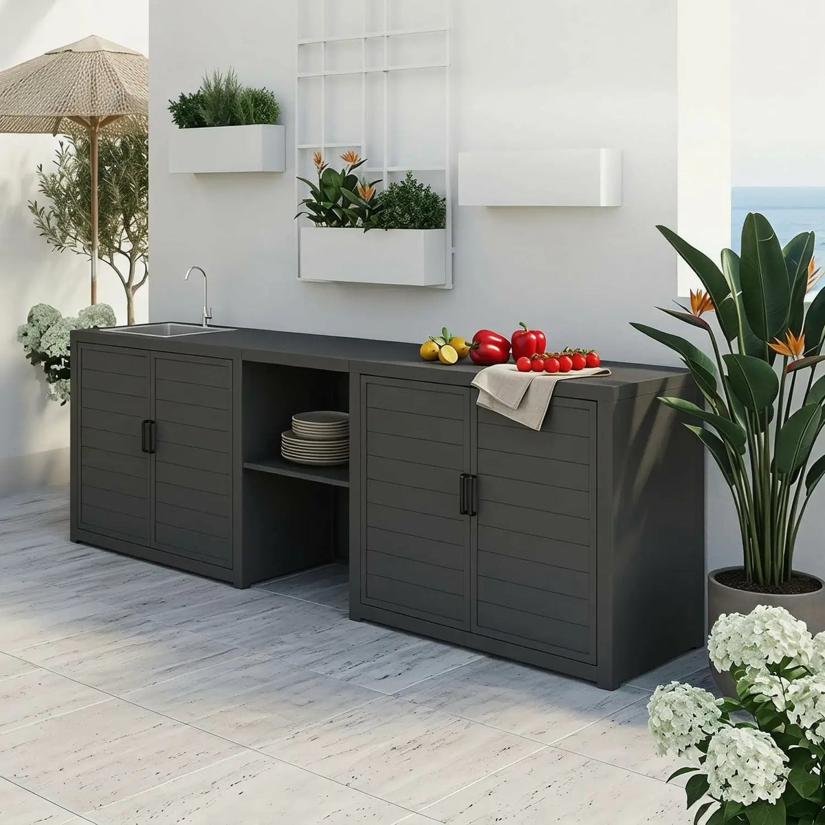domi aluminum outdoor kitchen island #Color_gray