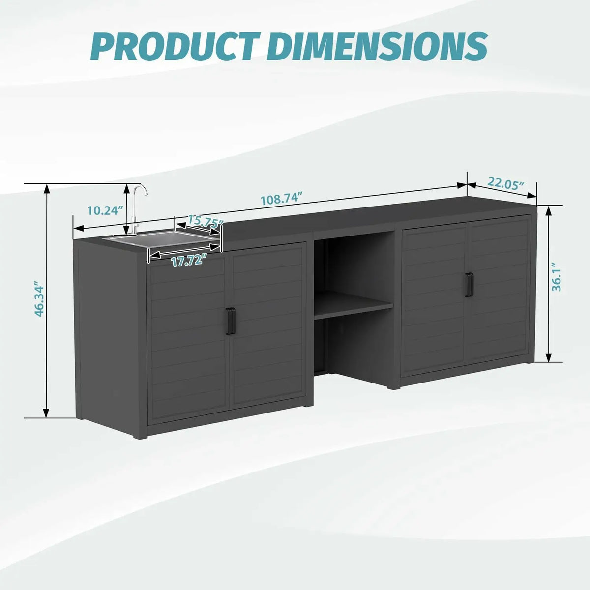 domi aluminum outdoor kitchen island#Color_gray