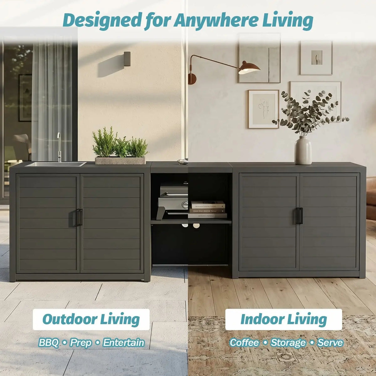 domi aluminum outdoor kitchen island#Color_gray