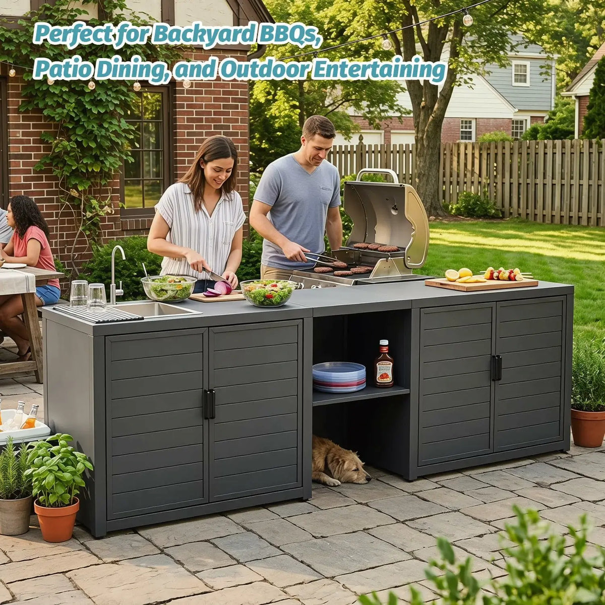 domi aluminum outdoor kitchen island#Color_gray