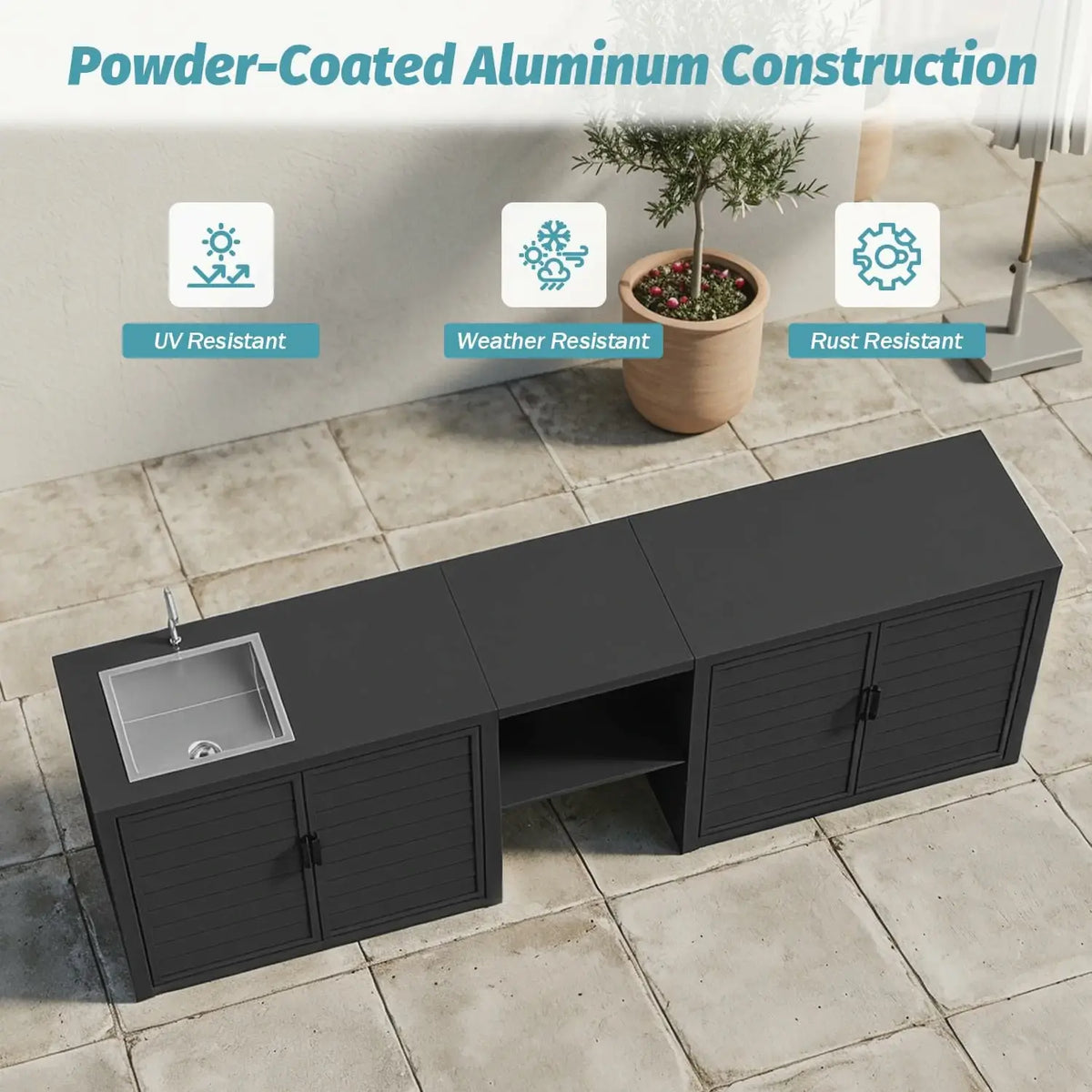 domi aluminum outdoor kitchen island#Color_gray