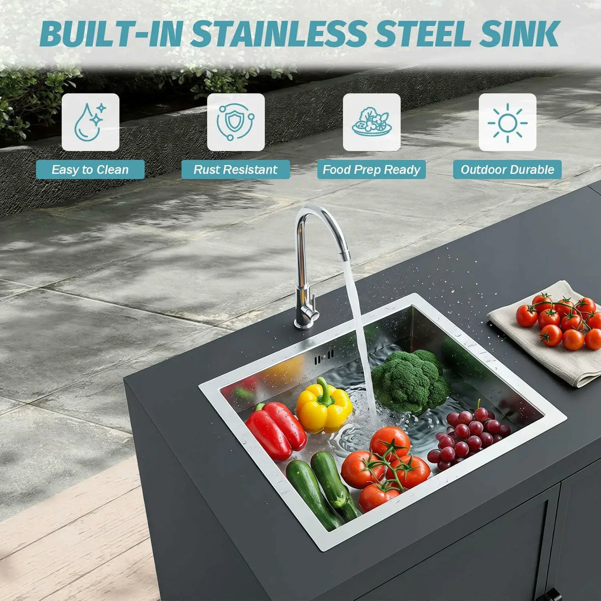 domi aluminum outdoor kitchen island#Color_gray