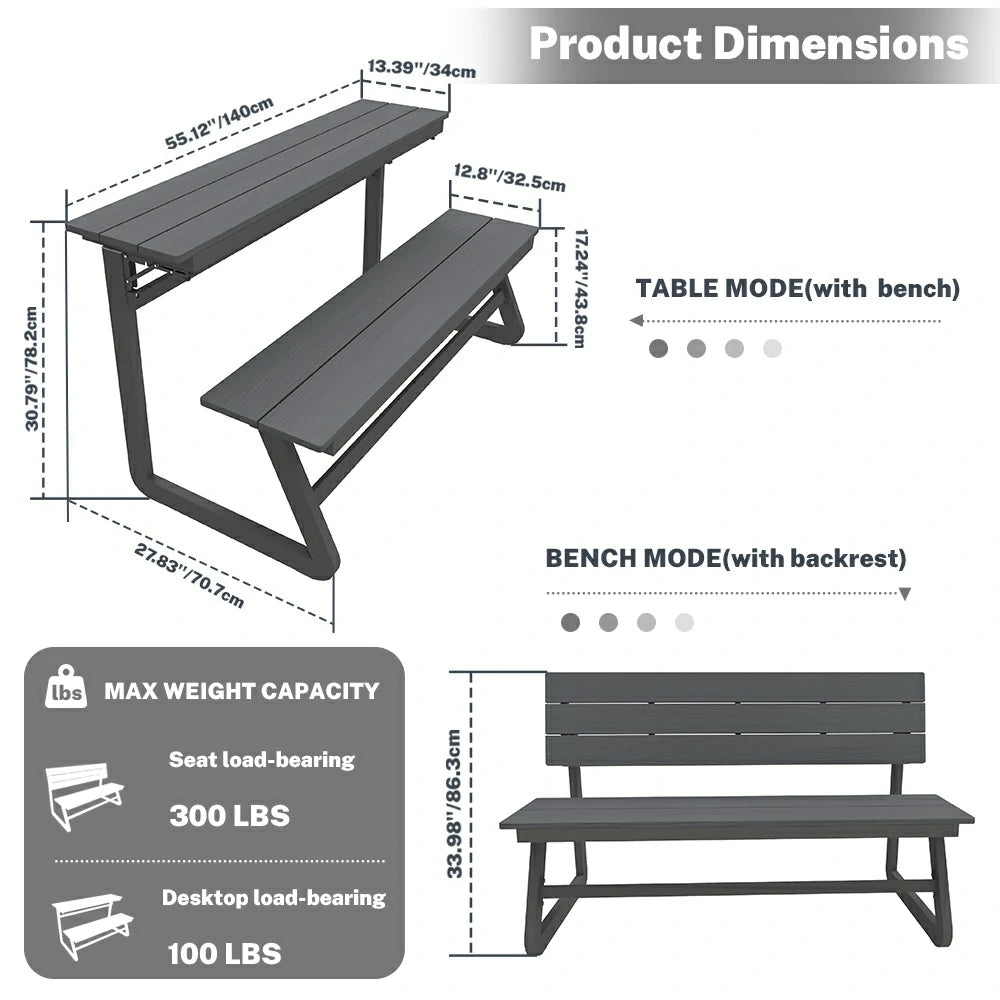 domi convertible bench table#Color_gray