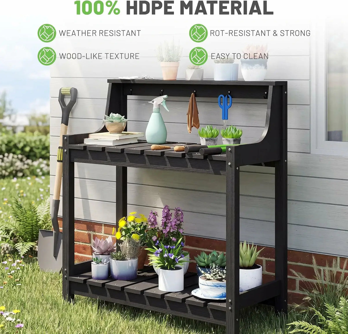 domi garden potting bench table#Color_black