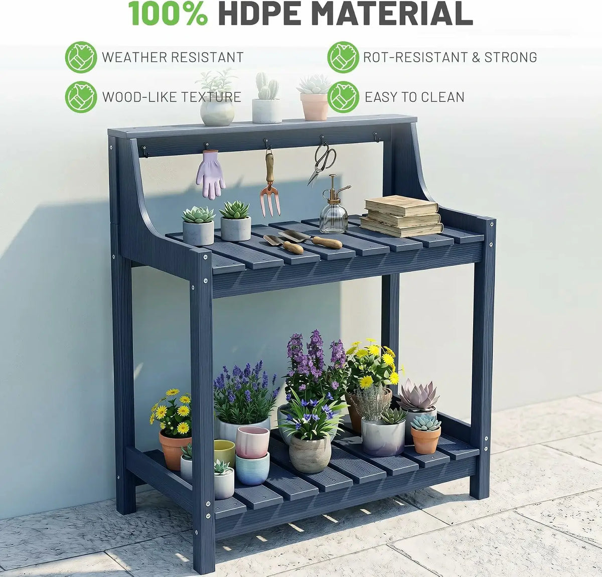 domi garden potting bench table#Color_dark blue