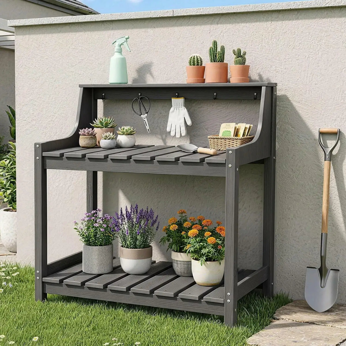 domi garden potting bench table#Color_gray