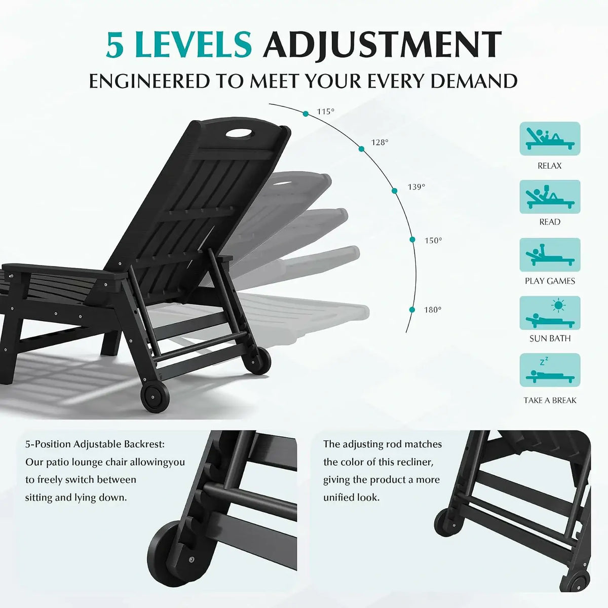 domi hdpe vertical slatted chaise lounge#Color_black