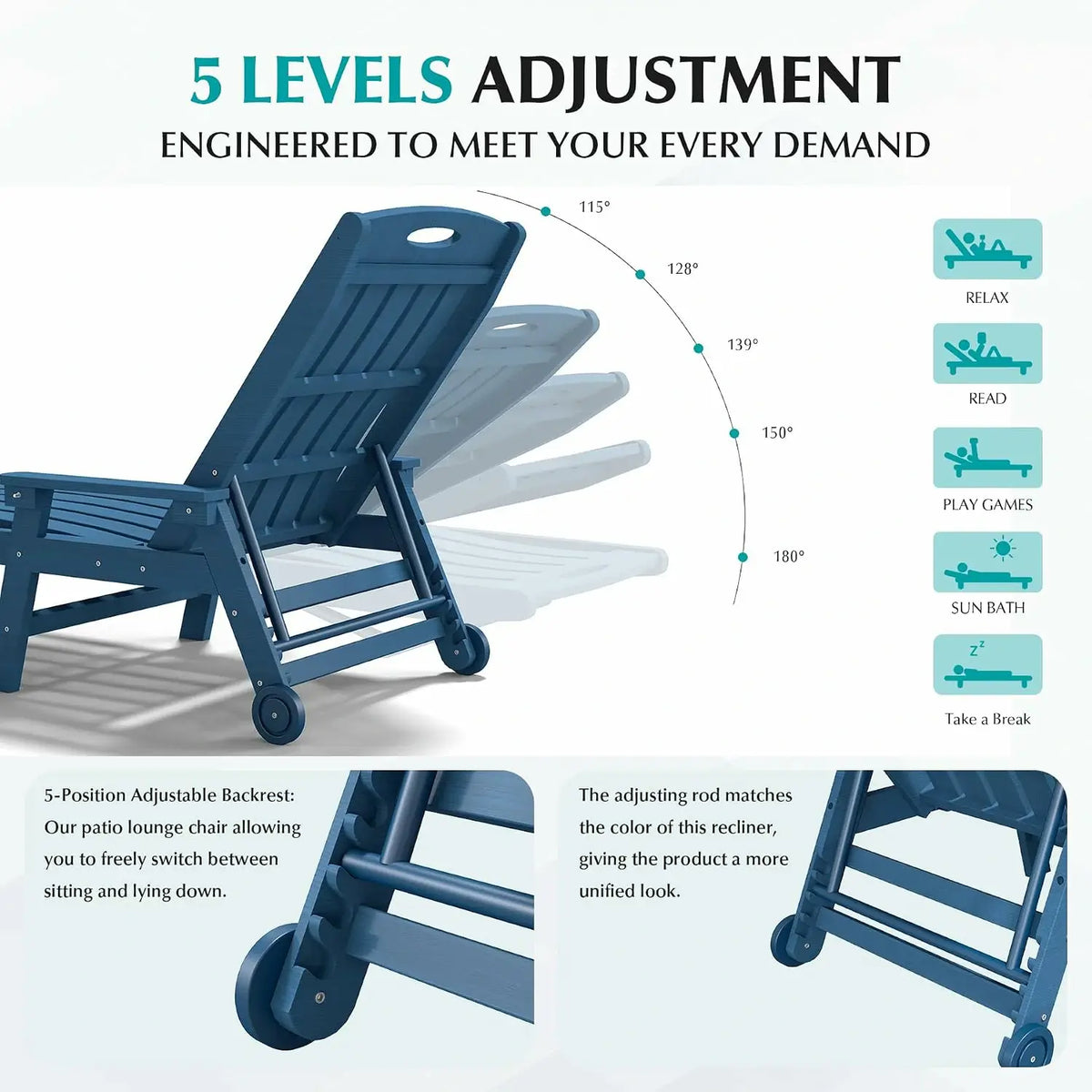 domi hdpe vertical slatted chaise lounge#Color_dark blue