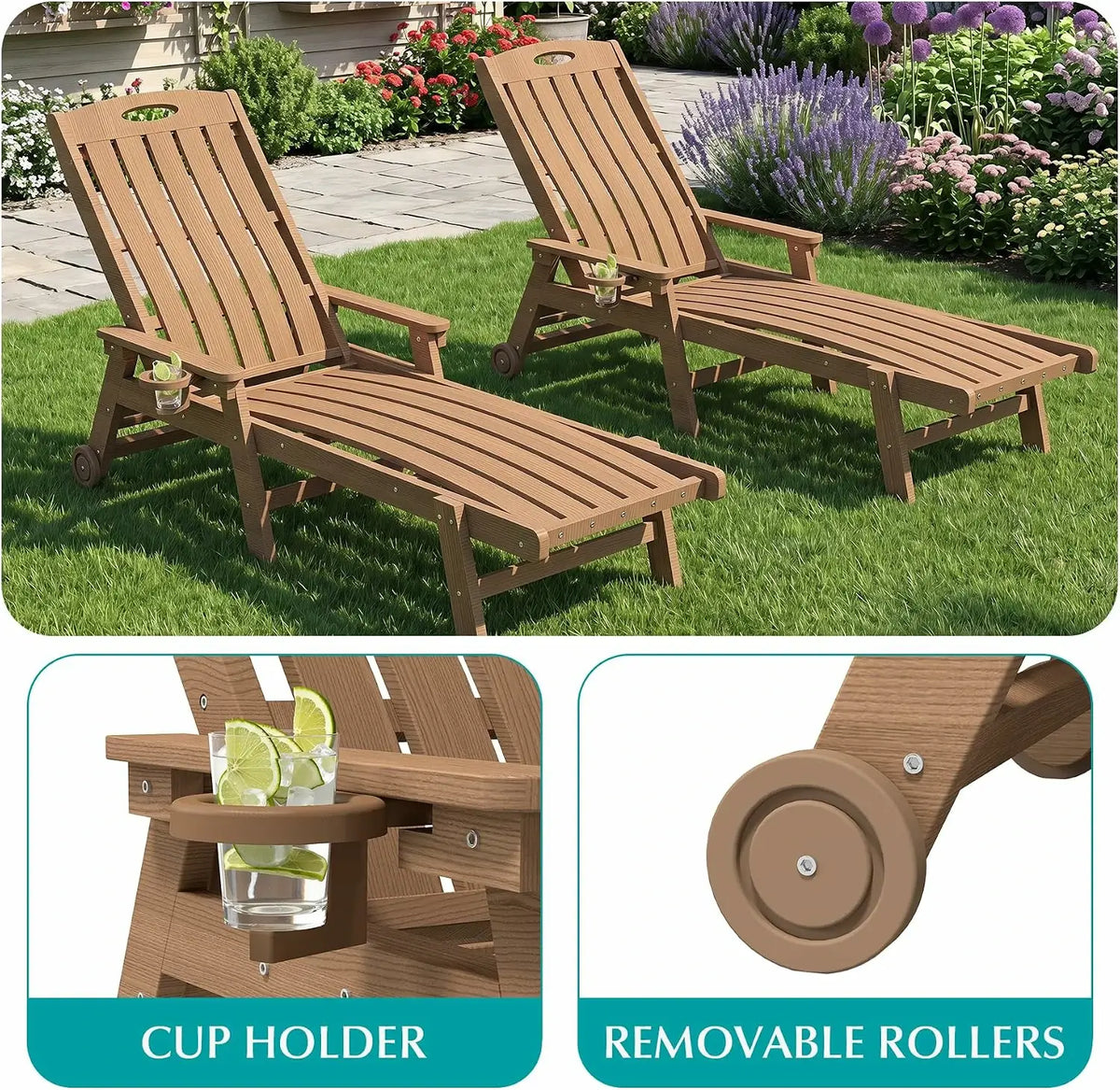 domi hdpe vertical slatted chaise lounge#Color_dark brown