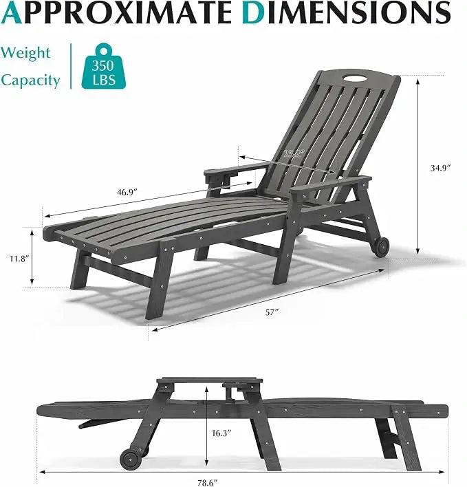 domi hdpe vertical slatted chaise lounge#Color_gray 