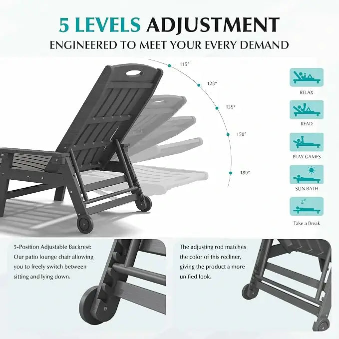 domi hdpe vertical slatted chaise lounge#Color_gray