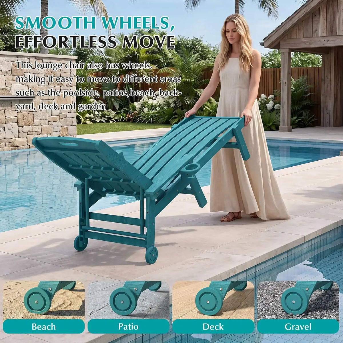 domi hdpe vertical slatted chaise lounge#Color_turquoise blue