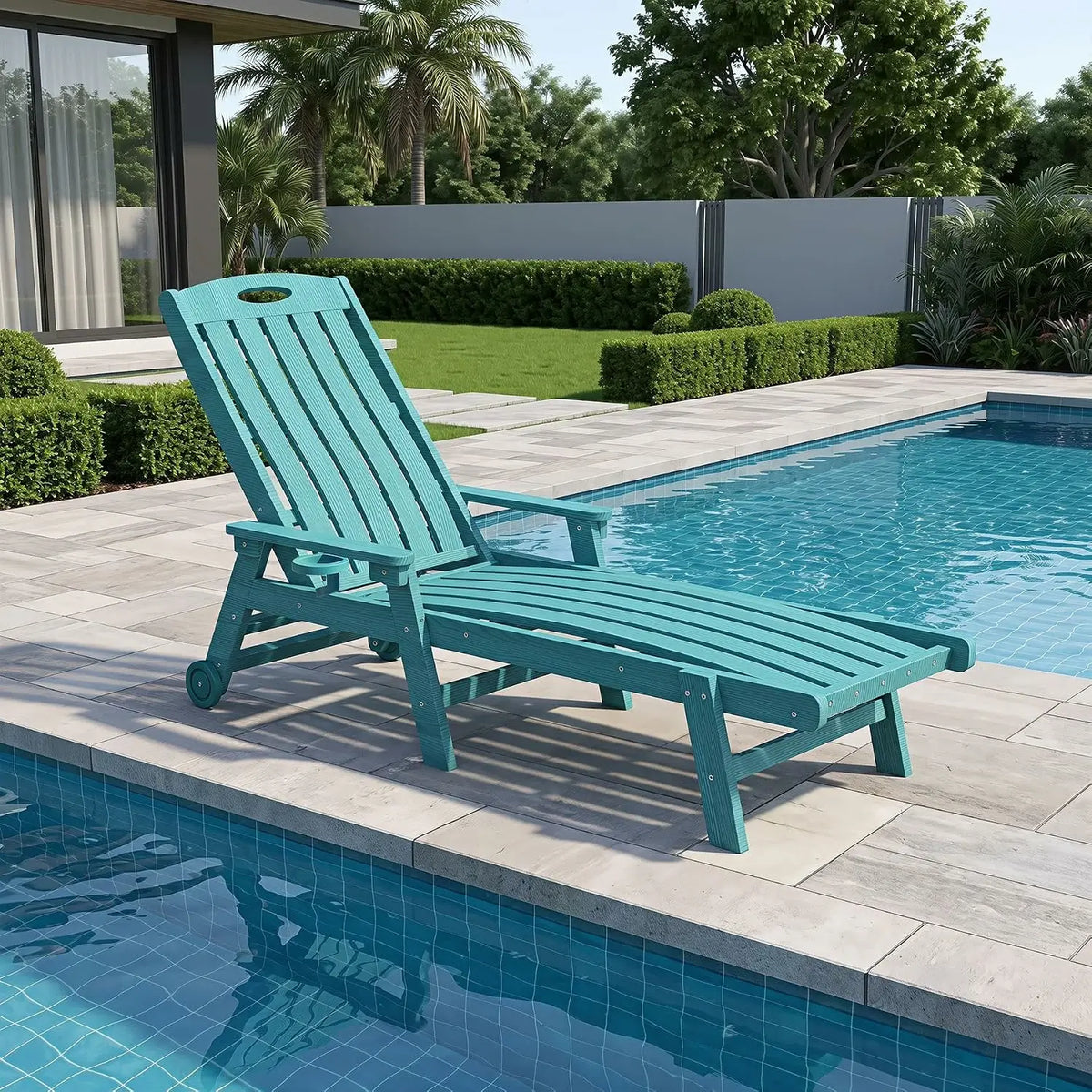 domi hdpe vertical slatted chaise lounge#Color_turquoise blue