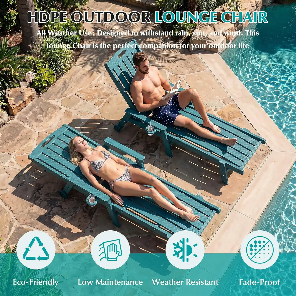 domi hdpe vertical slatted chaise lounge#Color_turquoise blue