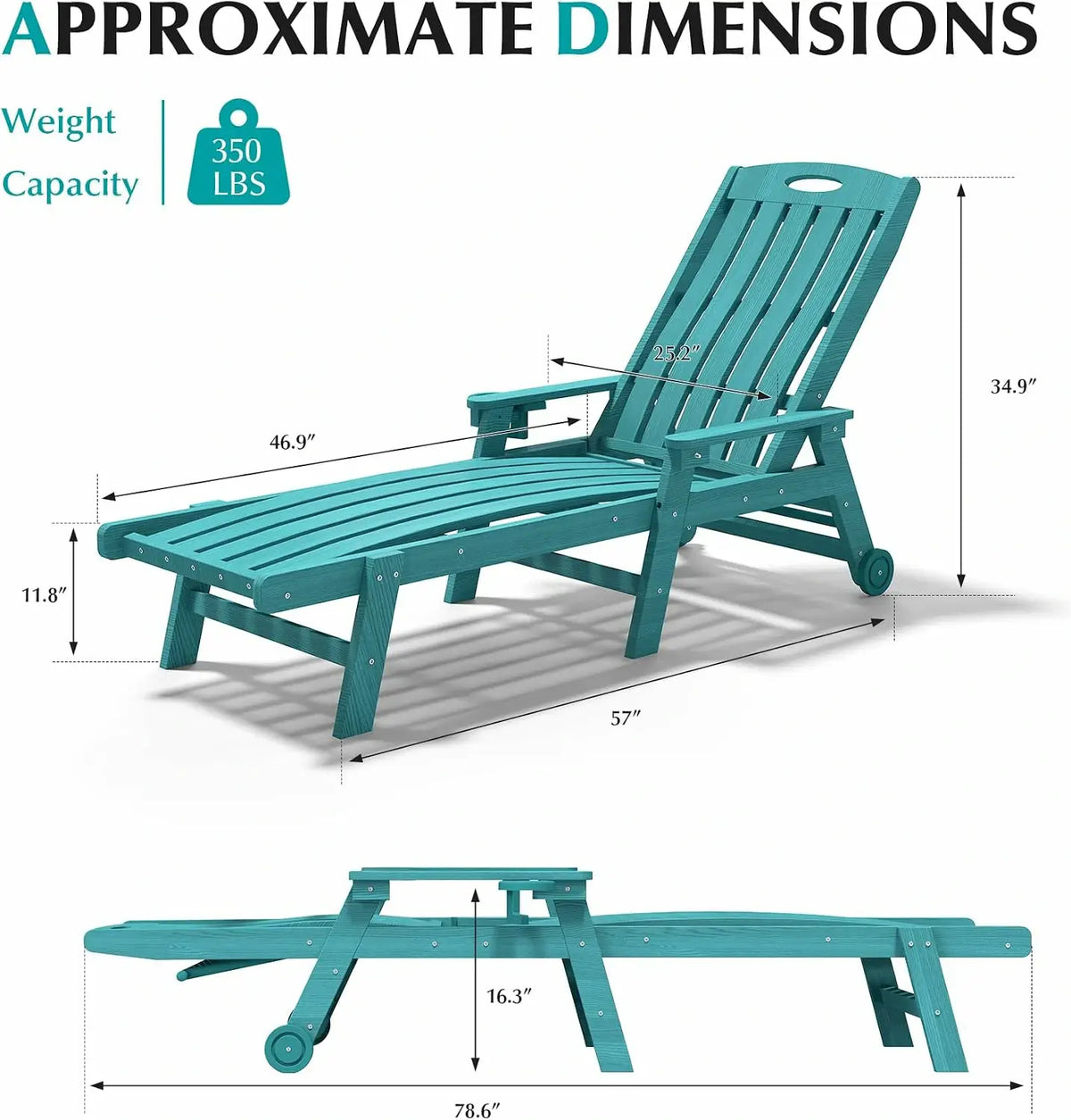 domi hdpe vertical slatted chaise lounge#Color_turquoise blue