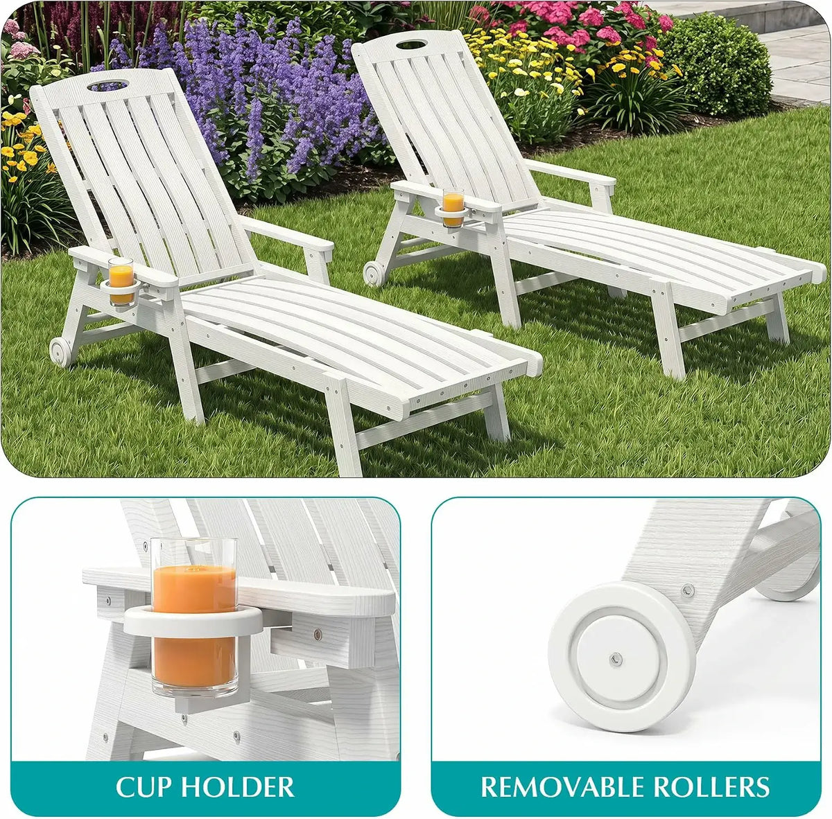 domi hdpe vertical slatted chaise lounge#Color_white