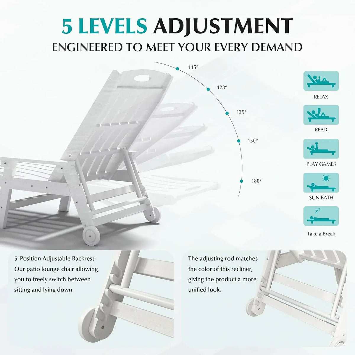 domi hdpe vertical slatted chaise lounge#Color_white