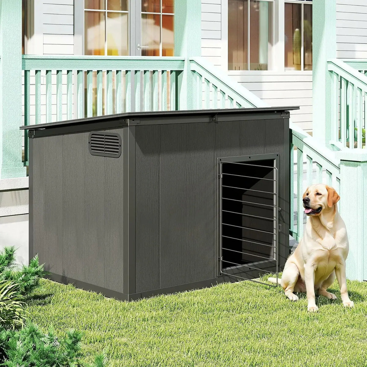 domi large weatherproof dog house#Color_gray
