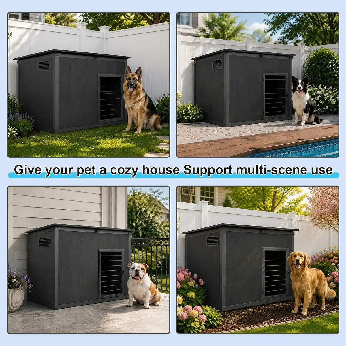 domi large weatherproof dog house#Color_gray