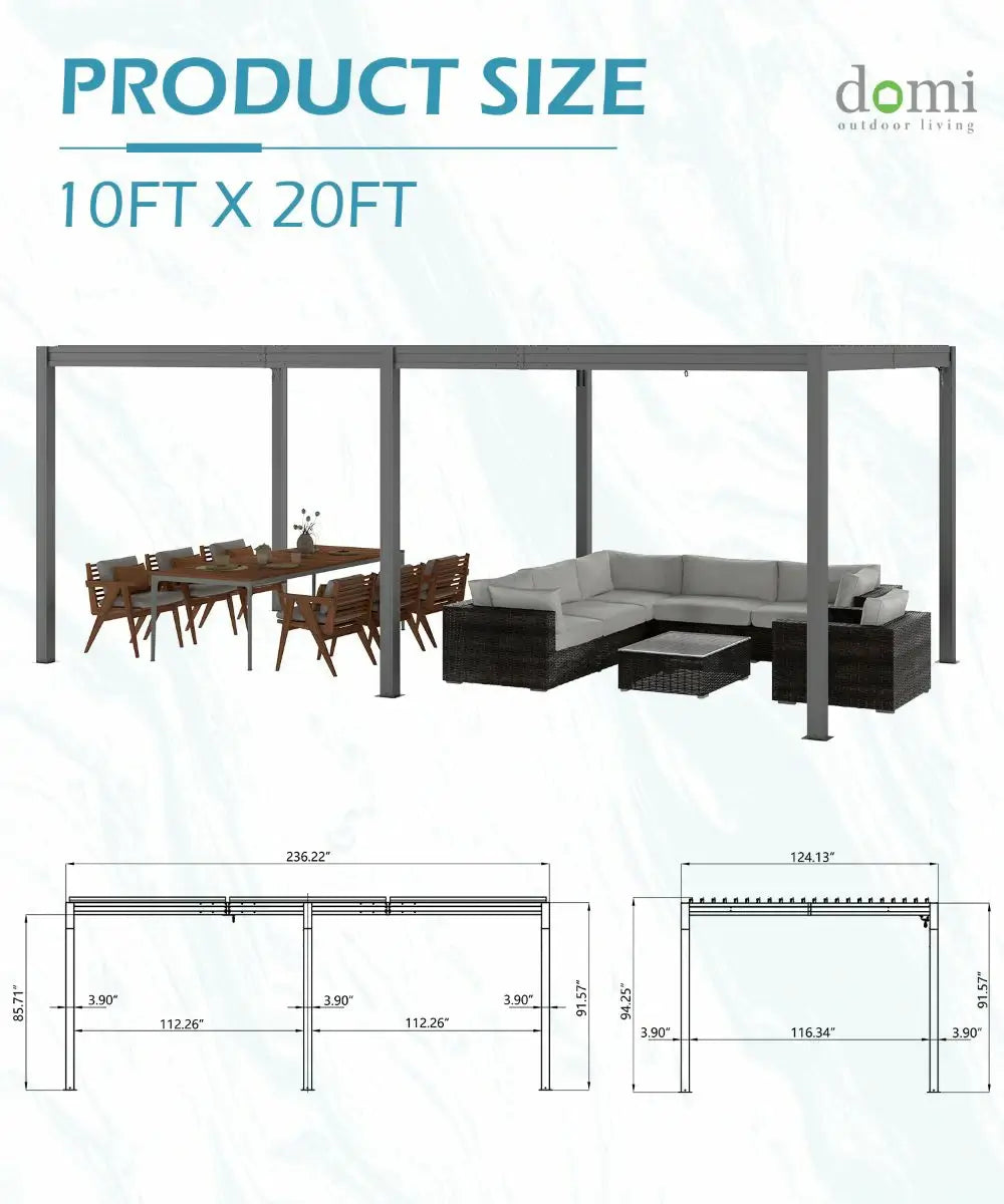 domi louvered pergola#size_10'x20'