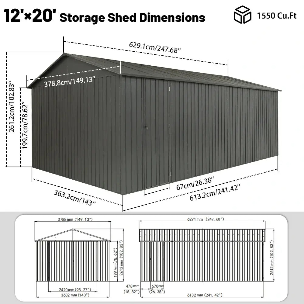Domi Outdoor Living metal garage storage shed#size_12'x20'