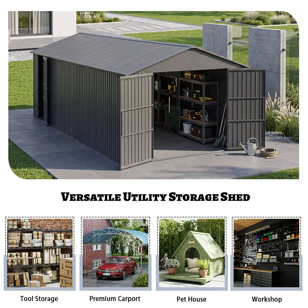 Domi Outdoor Living metal garage storage shed#size_12'x30'