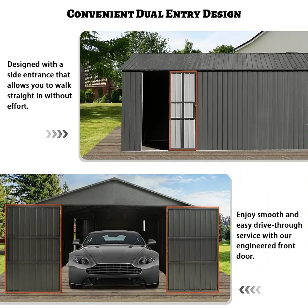 Domi Outdoor Living metal garage storage shed#size_12'x30'