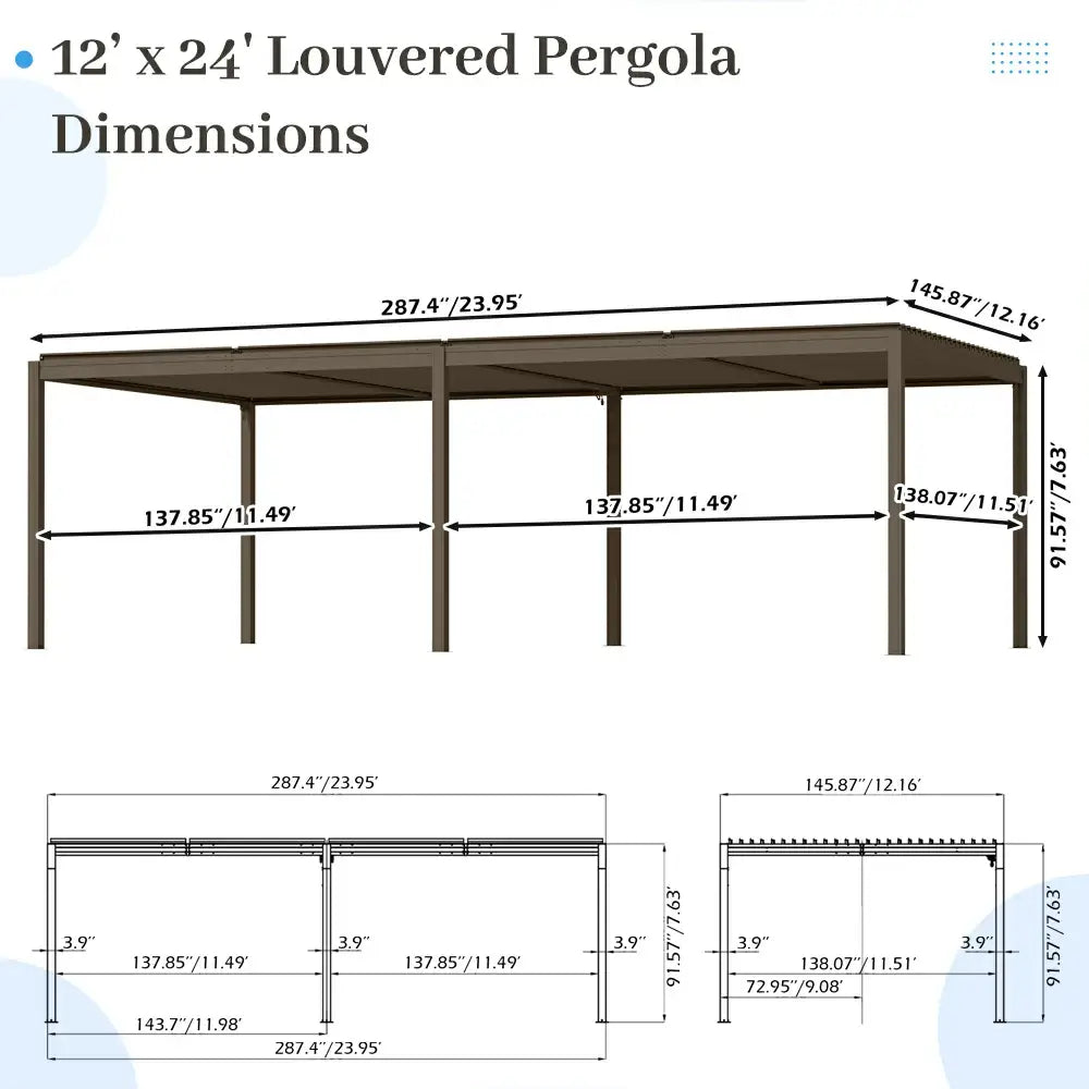 domi louvered pergola#size_12'x24'-New
