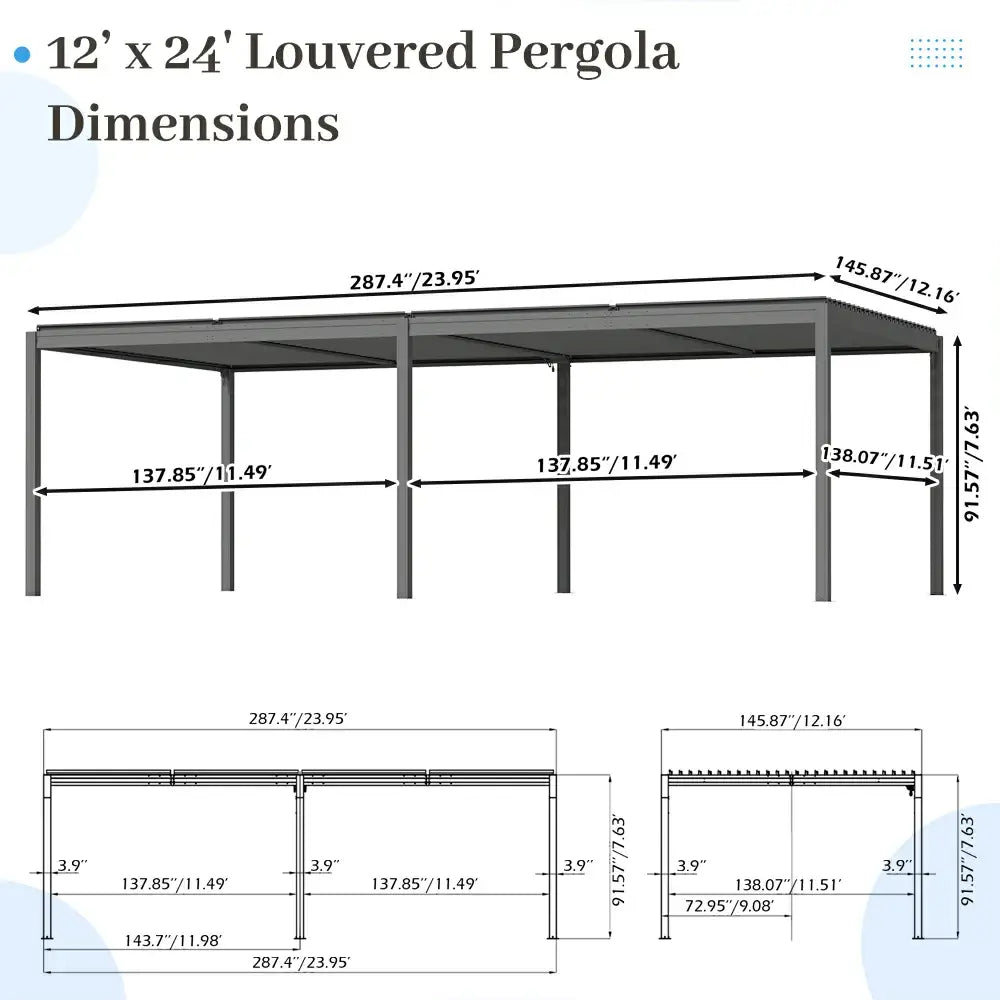 domi louvered pergola#size_12'x24'-New