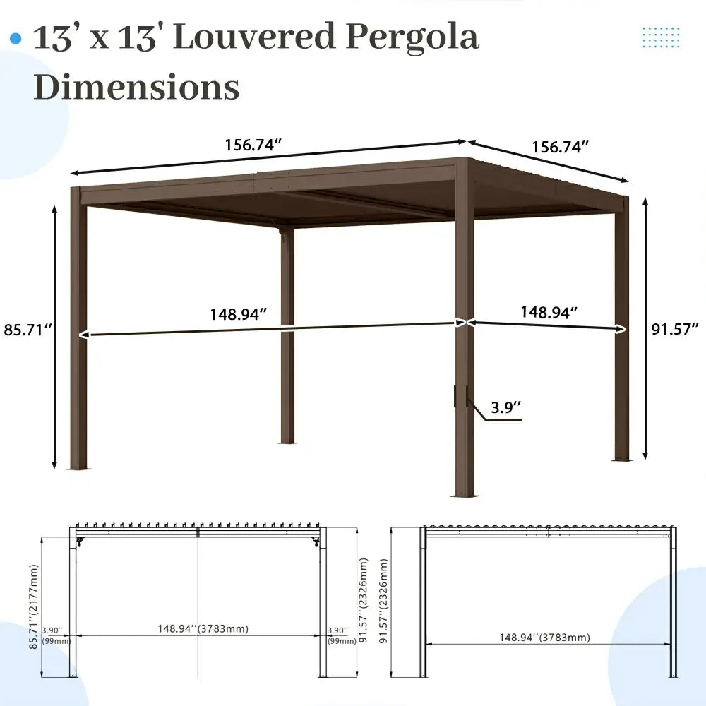 domi louvered pergola#size_13'x13'-New