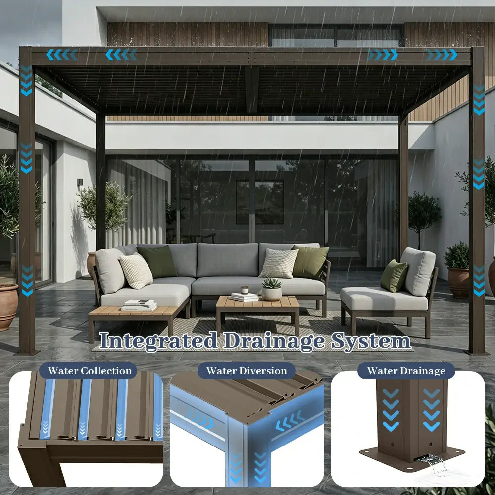 domi louvered pergola#size_13'x13'-New