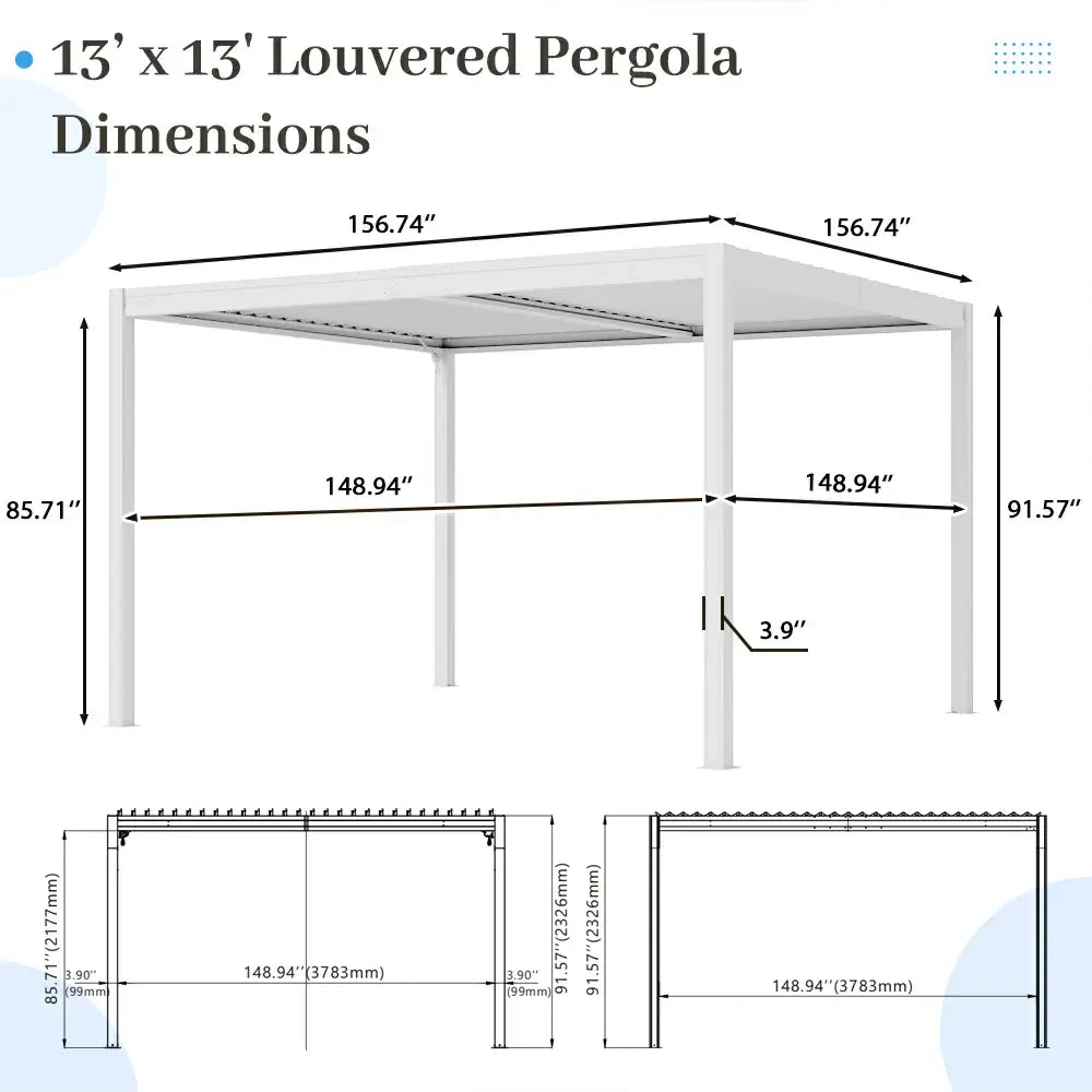 domi louvered pergola#size_13'x13'-New