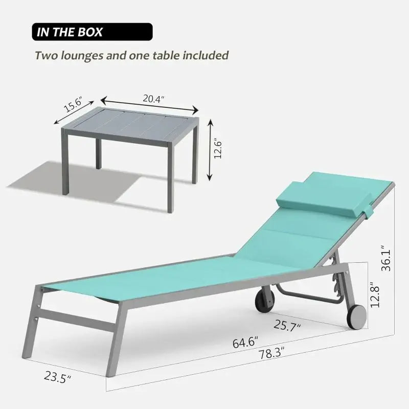 Domi Paded Chaise Lounge#Color_Turquoise Blue