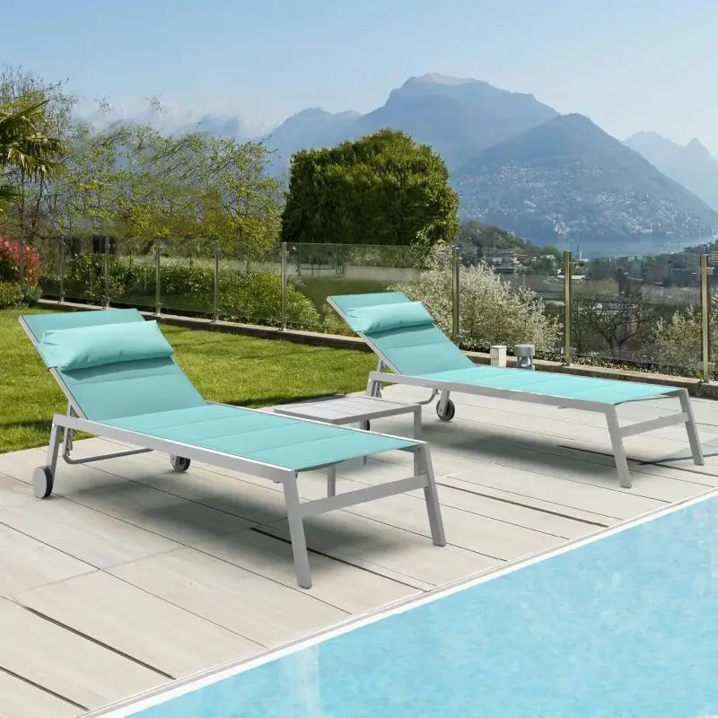 Domi Paded Chaise Lounge#Color_Turquoise Blue