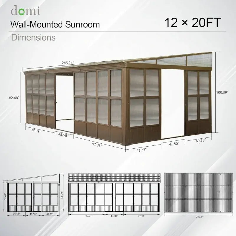 domi wall mounted sunroom#size_12'x20'