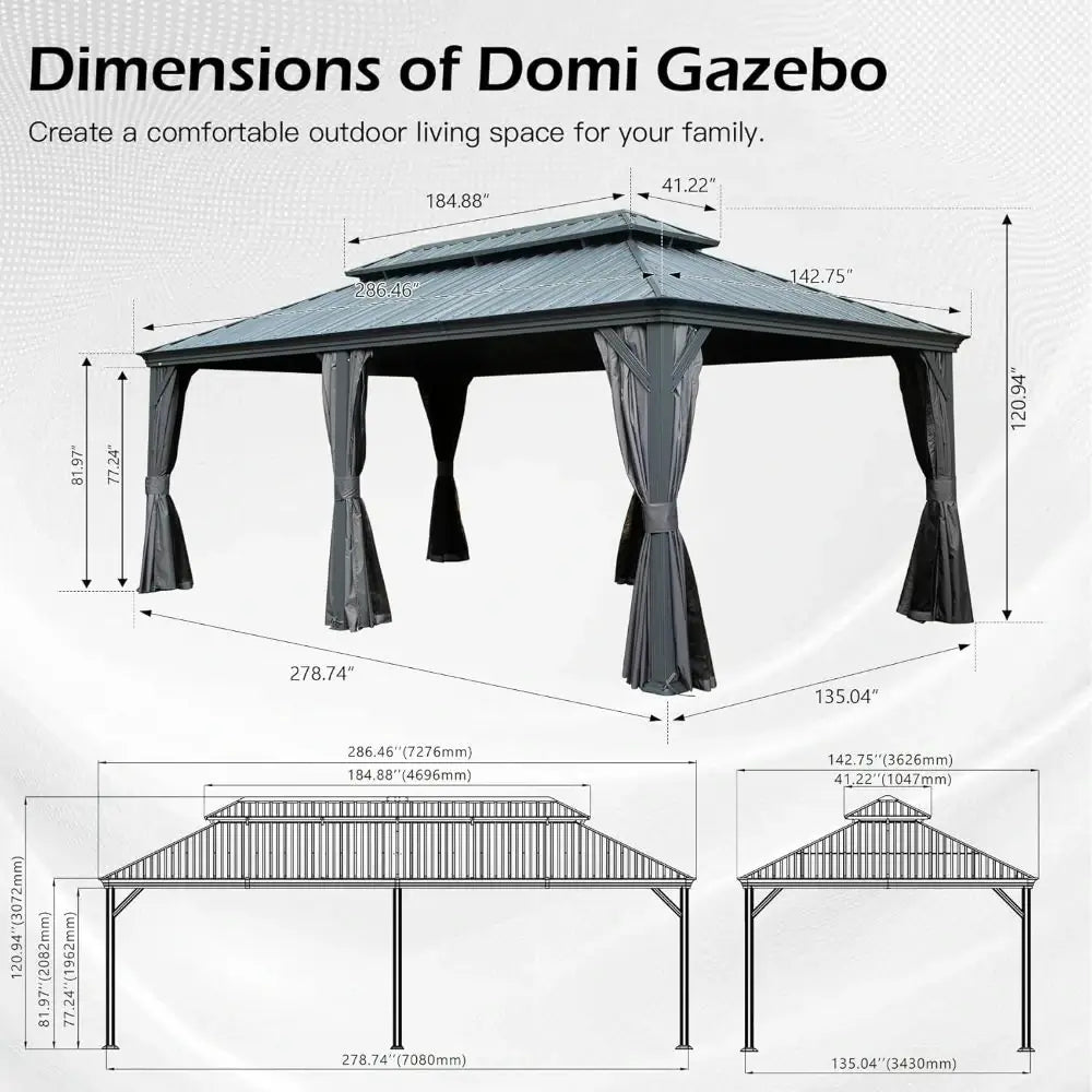 Domi outdoor living Hardtop gazebo#size_12'x24'