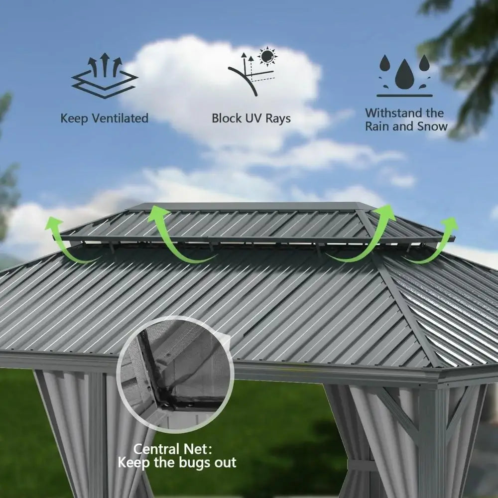 Domi outdoor living Hardtop gazebo#size_12'x24'