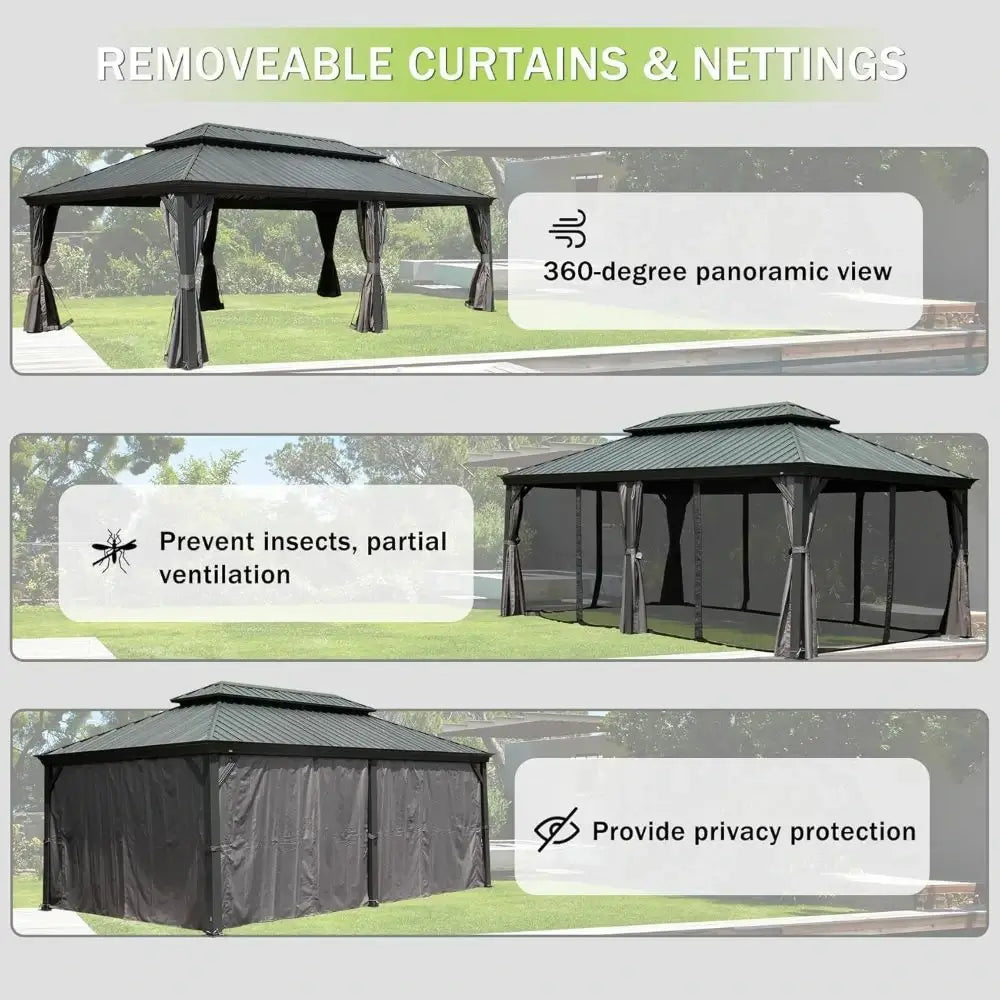 Domi outdoor living Hardtop gazebo#size_12'x24'
