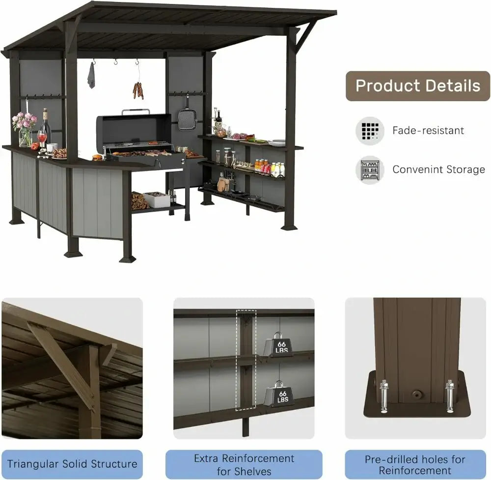 domi 9x10ft grill gazebo#color_brown