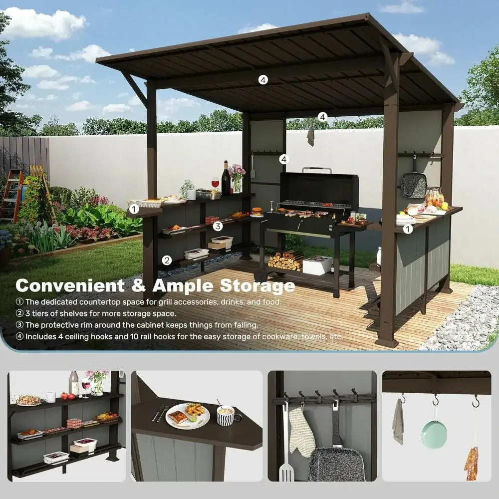 domi 9x10ft grill gazebo#color_brown