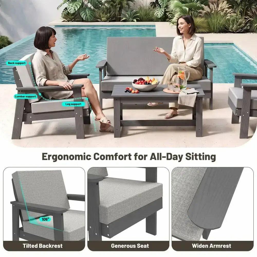 domi HDPE outdoor sofa set of 4#Color_gray