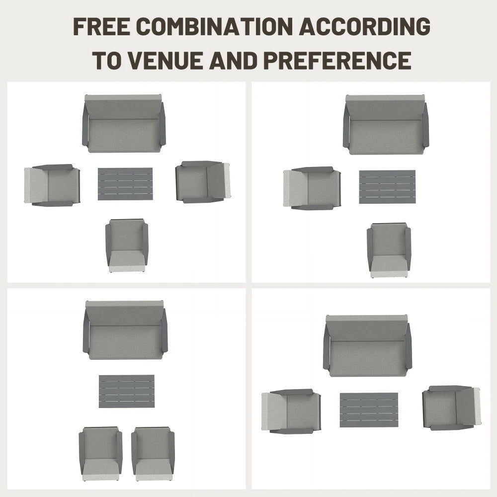domi HDPE outdoor sofa set of 4#Color_gray