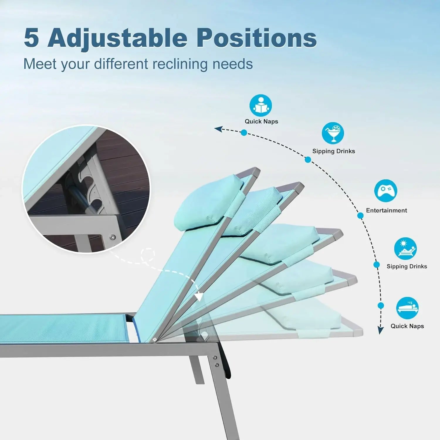 Sunbathing Aluminum Chaise Lounge Set of 3