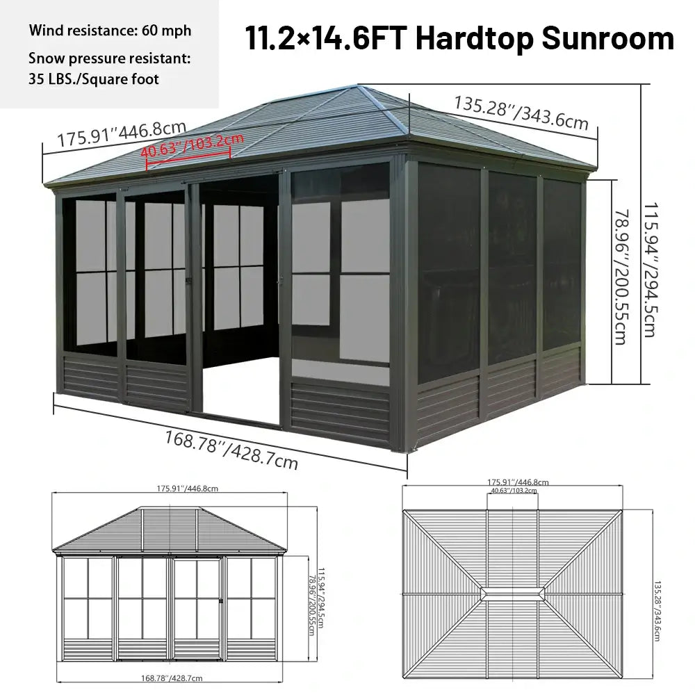 domi all season sunroom with double sliding doors#size_11.2'x14.6'