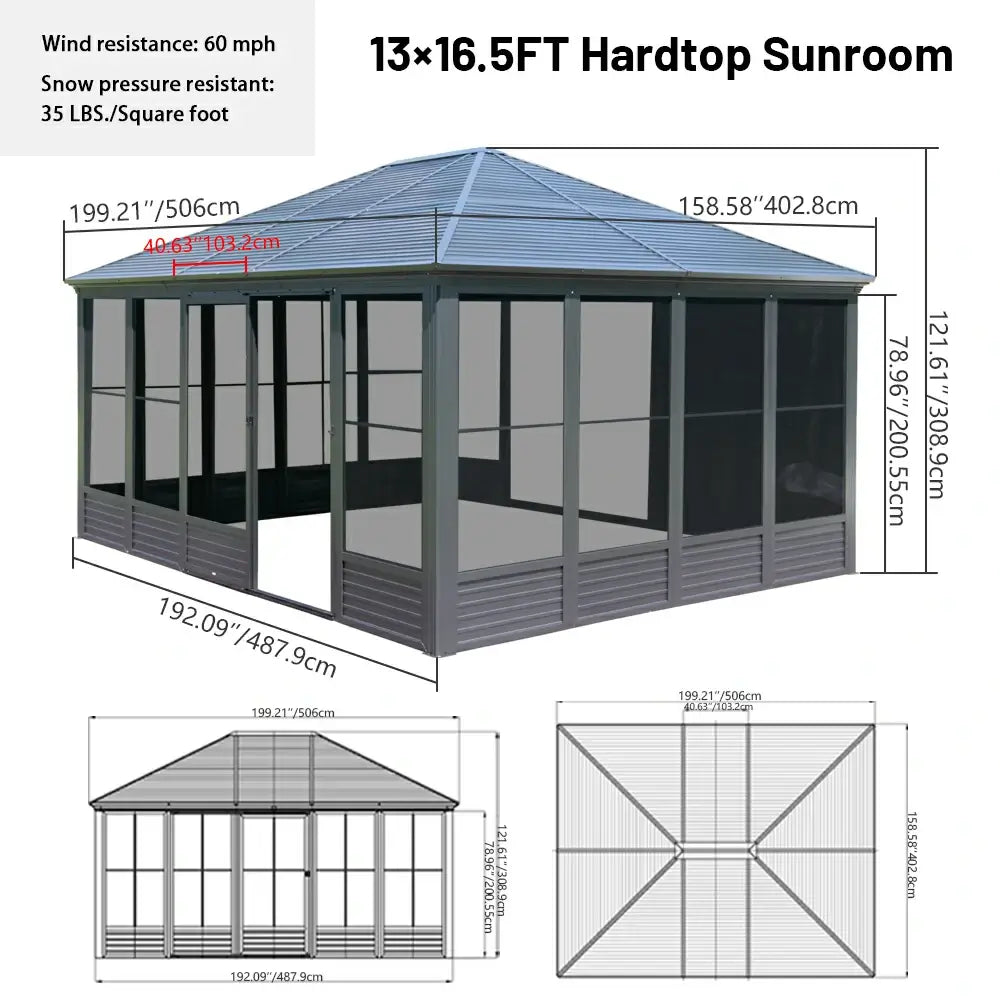 domi all season sunroom with double sliding doors#size_13'x16.5'