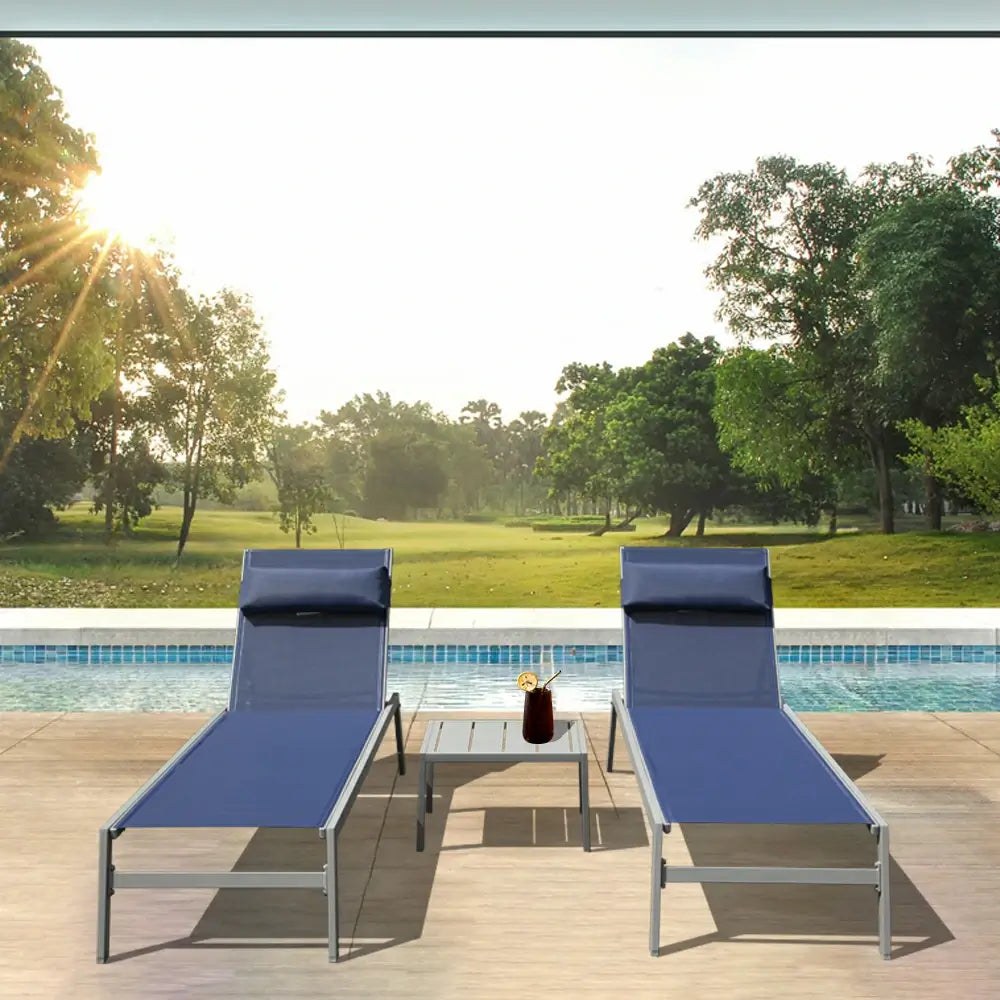 Domi Outdoor Living all aluminum chaise lounge #color_navy blue